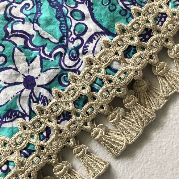 Lilly Pulitzer Women Seafoam Montauk Gold Tassel Eaton Shift Sleeveless Dress 0 - Picture 5 of 11